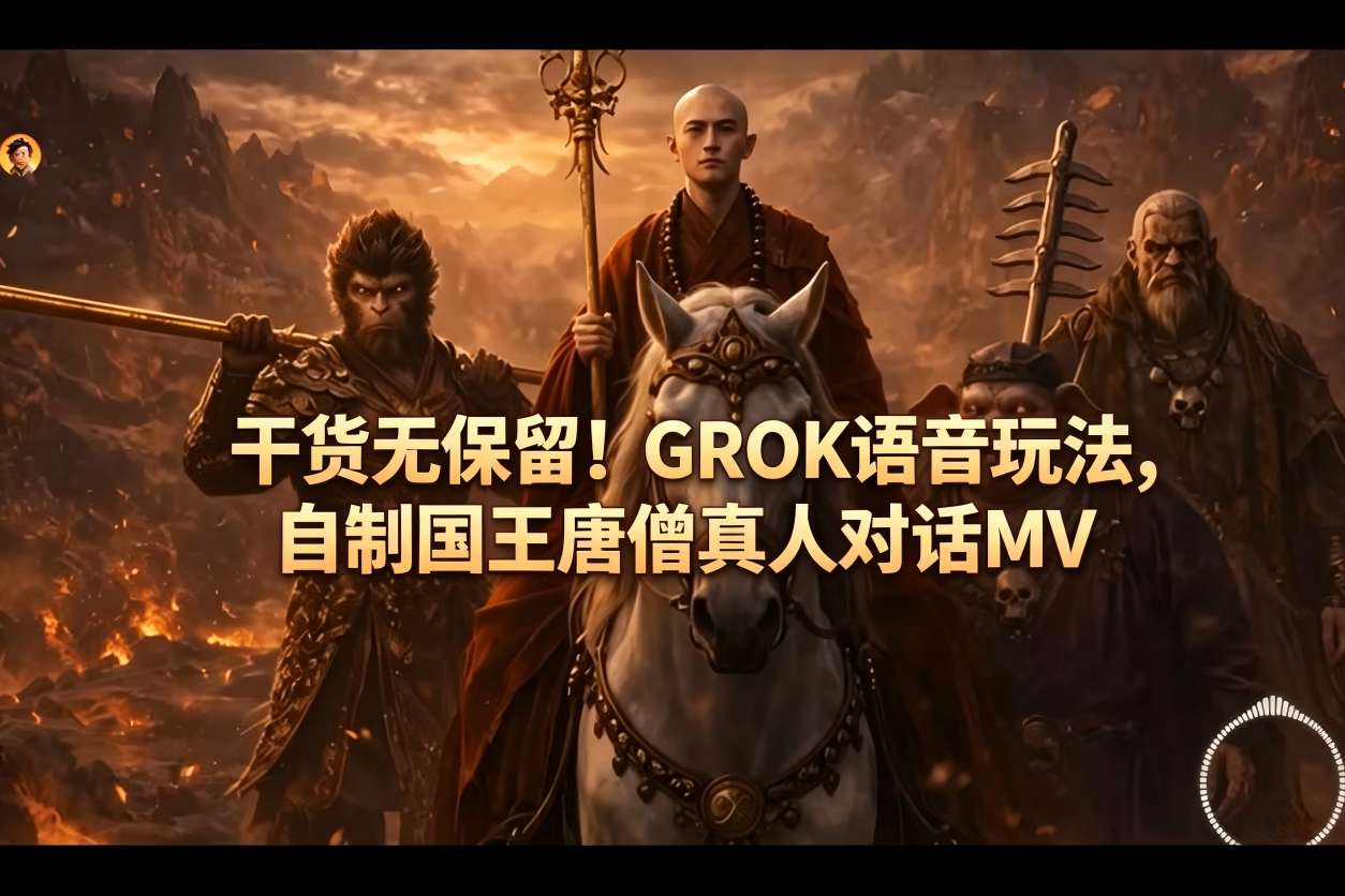 干货无保留！GROK语音玩法，自制国王唐僧真人对话MV-赚钱驿站