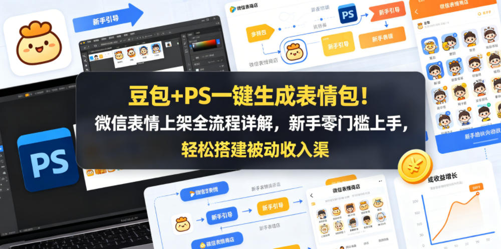 豆包+PS一键生成表情包！微信表情上架全流程详解，新手零门槛上手，轻松搭建被动收入渠道-赚钱驿站