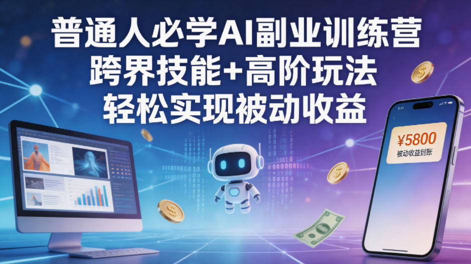 普通人必学AI副业训练营跨界技能+高阶玩法轻松实现被动收益-赚钱驿站