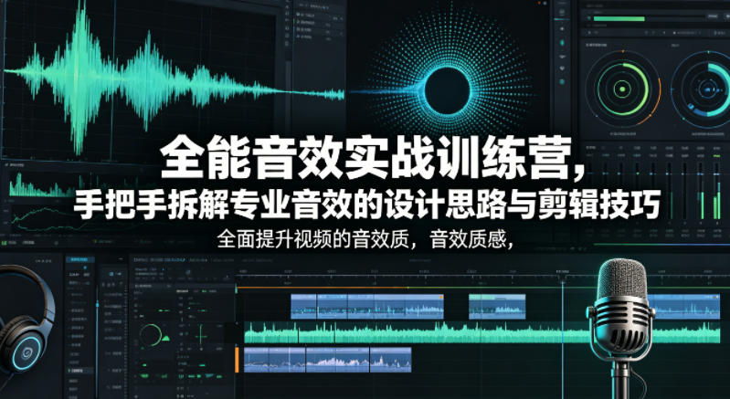全能音效实战训练营，手把手拆解专业音效的设计思路与剪辑技巧，全面提升视频的音效质感-赚钱驿站