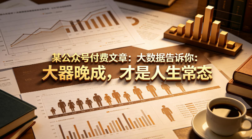 某公众号付费文章：大数据告诉你：大器晚成，才是人生常态-赚钱驿站
