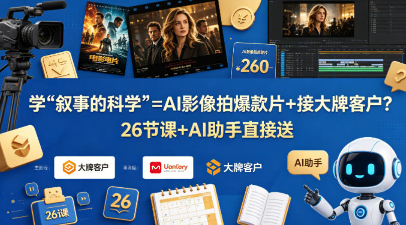 学《叙事的科学》=AI影像拍爆款片+接大牌客户？26节课+AI助手直接送【原创双语字幕】-赚钱驿站