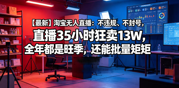 【最新】淘宝无人直播：不违规、不封号，直播35小时狂卖13W，全年都是旺季，还能批量矩阵操作【揭秘】-赚钱驿站
