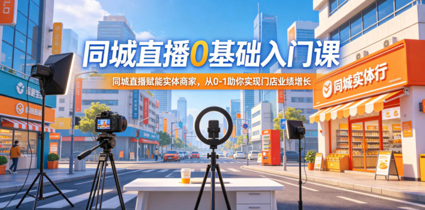 同城直播0基础入门课，同城直播赋能实体商家，从0-1助你实现门店业绩增长-赚钱驿站