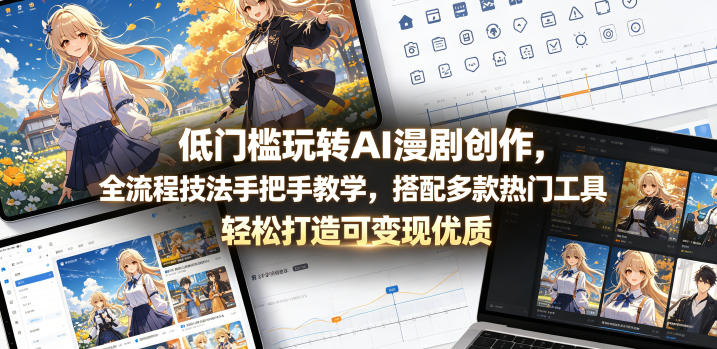 低门槛玩转AI漫剧创作，全流程技法手把手教学，搭配多款热门工具，轻松打造可变现优质作品-赚钱驿站