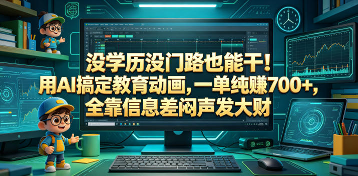 没学历没门路也能干！用AI搞定教育动画，一单纯賺700+，全靠信息差闷声发大财【揭秘】-赚钱驿站