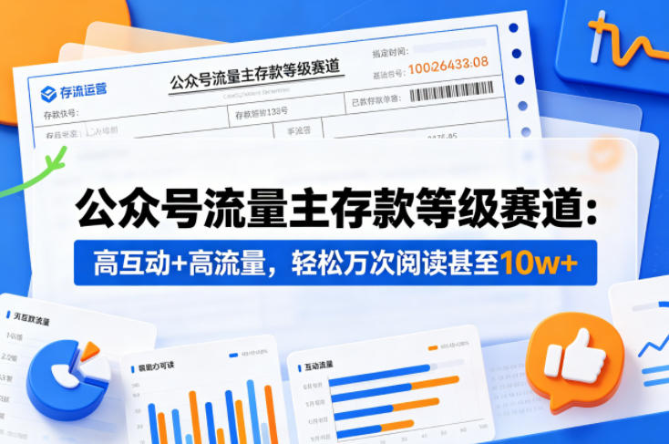 公众号流量主之存款等级赛道，高互动+高流量，轻松达到万次阅读，甚至10w+-赚钱驿站