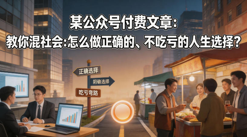 某公众号付费文章：教你混社会：怎么做正确的、不吃亏的人生选择？-赚钱驿站