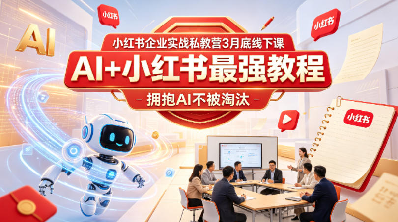 小红书企业实战私教营3月底线下课，AI+小红书最强教程，拥抱AI不被淘汰-赚钱驿站