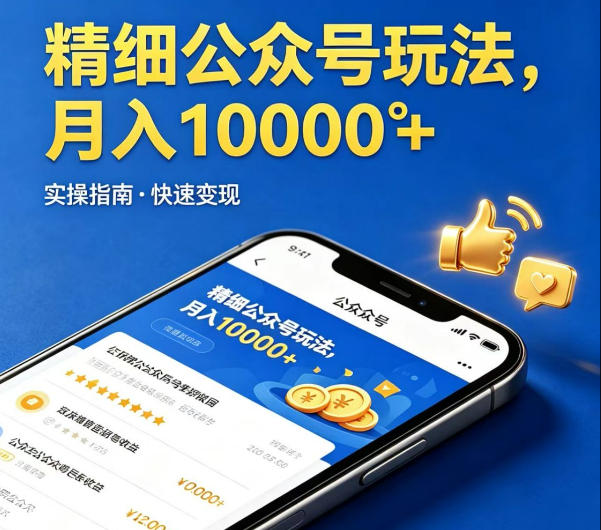 精细化公众号玩法，我们给你提供文章，你来负责发布，收益可观，月入1W+【揭秘】-赚钱驿站