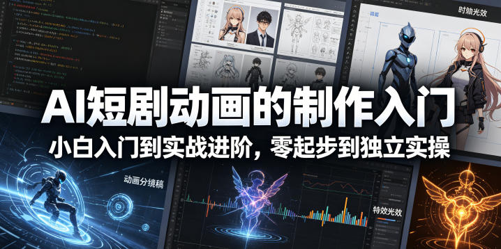 AI短剧动画的制作入门，小白入门到实战进阶，零起步到独立实操-赚钱驿站