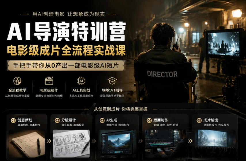 AI导演特训营，电影级成片全流程实战课，手把手带你从0产出一部电影级AI短片-赚钱驿站