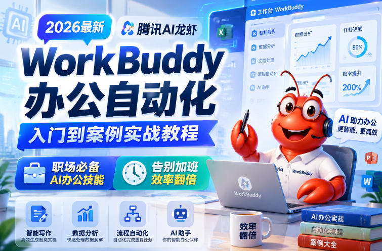 2026最新腾讯AI龙虾WorkBuddy办公自动化入门到案例实战教程，职场必备AI办公技能，告别加班，效率翻倍-赚钱驿站