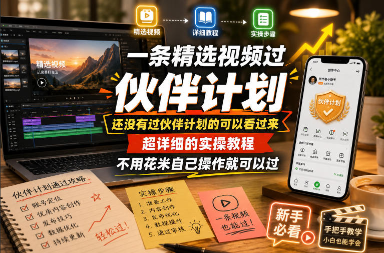 一条精选视频过伙伴计划，还没有过伙伴计划的可以看过来，超详细的实操教程，不用花米自己操作就可以过-赚钱驿站