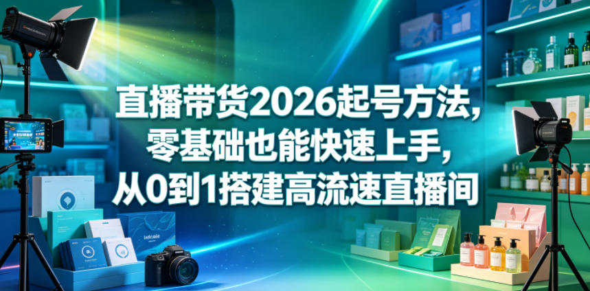 直播带货2026起号方法，零基础也能快速上手，从0到1搭建高流速直播间-赚钱驿站