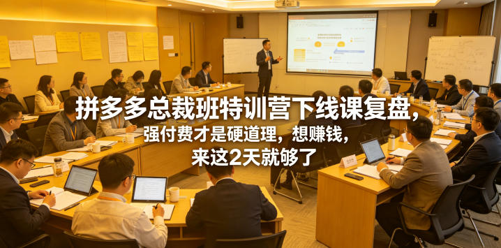 拼多多总裁班特训营下线课复盘，强付费才是硬道理，想賺钱，来这2天就够了-赚钱驿站