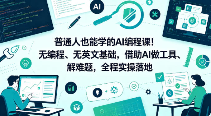普通人也能学的AI编程课！无编程、无英文基础，借助AI做工具、解难题，全程实操落地（更新6月）-赚钱驿站