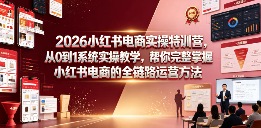 2026小红书电商实操特训营，从0到1系统实操教学，帮你完整掌握小红书电商的全链路运营方法-赚钱驿站
