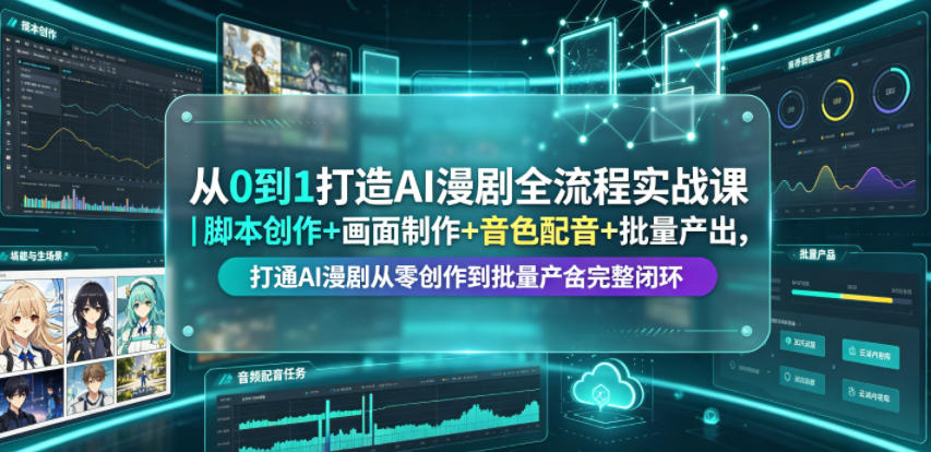 从0到1打造AI漫剧全流程实战课｜脚本创作+画面制作+音色配音+批量产出，打通AI漫剧从零创作到批量量产完整闭环-赚钱驿站