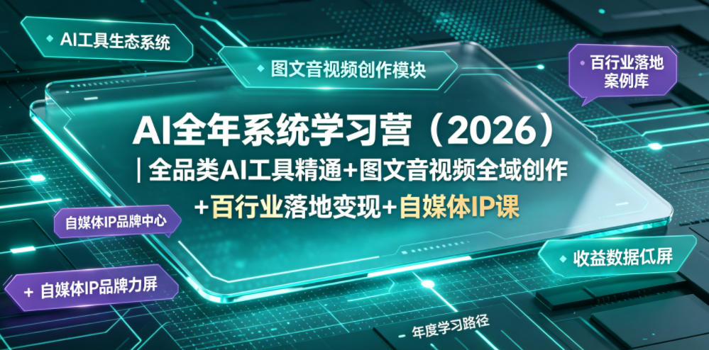 AI全年系统学习营（2026）｜全品类AI工具精通+图文音视频全域创作+百行业落地变现+自媒体IP打造年度进阶大课-赚钱驿站