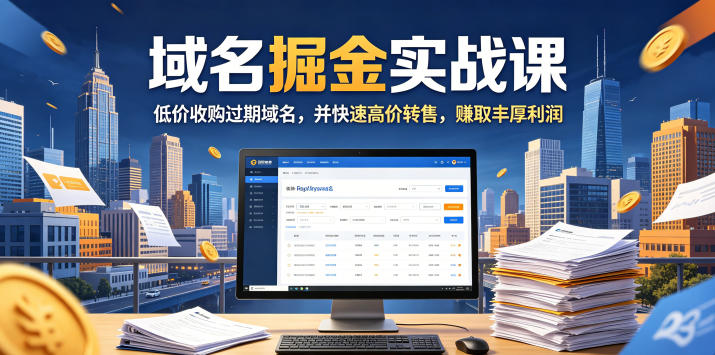 域名交易掘金实战课，低价收购过期域名，并快速高价转售，賺取丰厚利润【原创双语字幕】-赚钱驿站