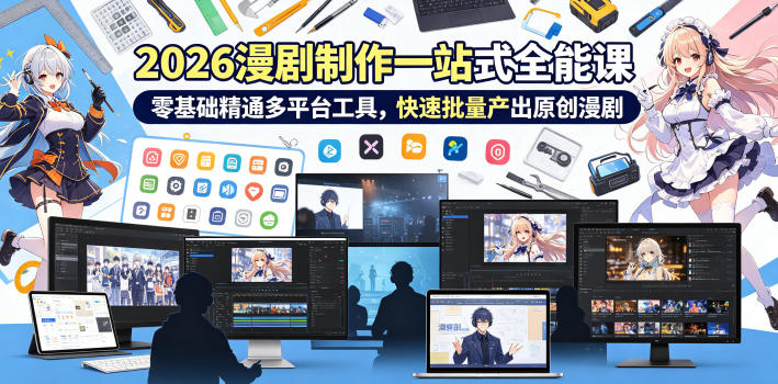2026 AI漫剧制作一站式全能课，零基础精通多平台工具，快速批量产出原创漫剧-赚钱驿站