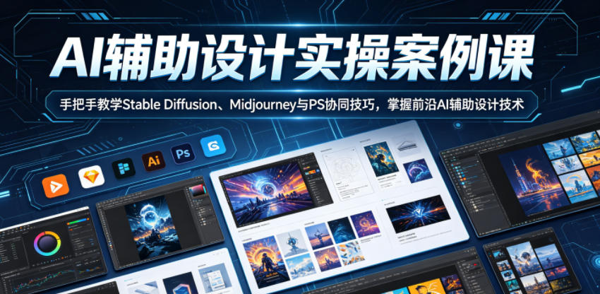 AI辅助设计实操案例课，手把手教学Stable Diffusion、Midjourney与PS协同技巧，掌握前沿AI辅助设计技术-赚钱驿站