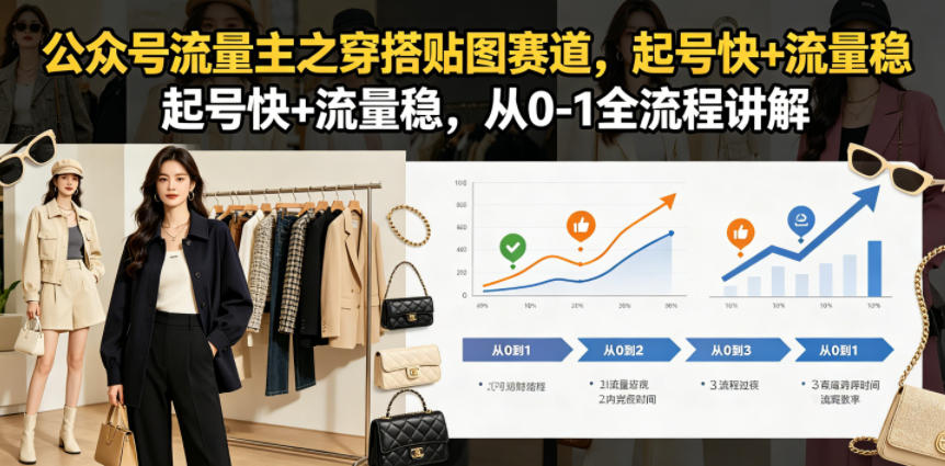 公众号流量主之穿搭贴图赛道，起号快+流量稳，从0-1全流程讲解-赚钱驿站