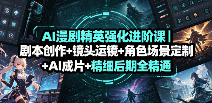 AI漫剧精英强化进阶课｜剧本创作+镜头运镜+角色场景定制+AI成片+精细后期全精通-赚钱驿站