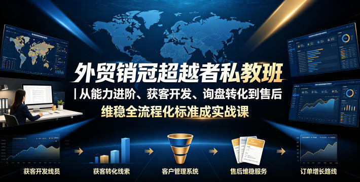 外贸销冠超越者私教班｜从能力进阶、获客开发、询盘转化到售后维稳全流程标准化成交实战课-赚钱驿站