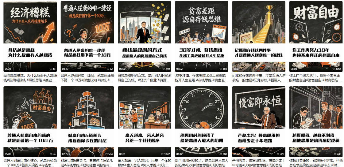 【AI书单】财富书籍图文解读玩法，一键直出，几十条视频，跑出1000单，全流程拆解，新手也可以上手-赚钱驿站