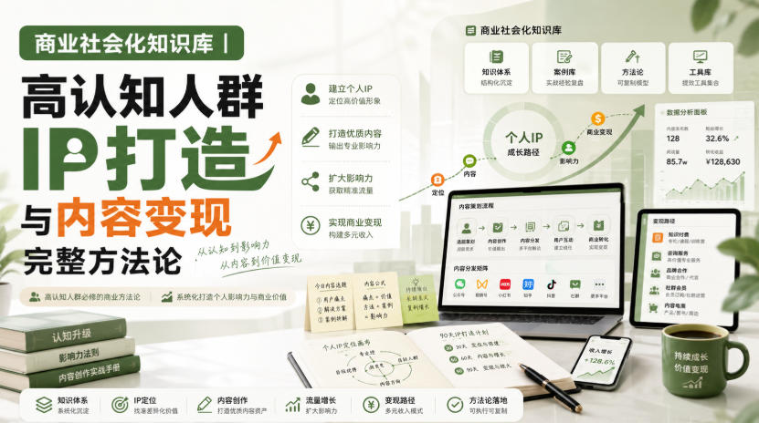 商业社会化知识库｜高认知人群IP打造与内容变现完整方法论【文档】-赚钱驿站