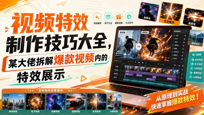 视频特效制作技巧大全，某大佬拆解爆款视频内的特效展示-赚钱驿站