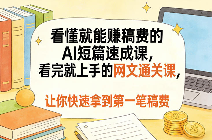 看懂就能賺稿费的AI短篇速成课，看完就上手的网文通关课，让你快速拿到第一笔稿费（更新8月）-赚钱驿站