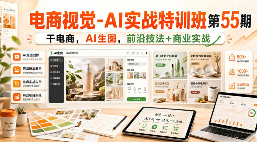 电商视觉-AI实战特训班第55期，干电商，AI生图，前沿技法+商业实战-赚钱驿站
