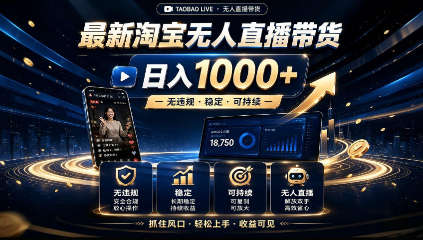 2026淘宝无人直播15.0，独家新技术，不用露脸、不用熬夜，自动直播自动出单，25小时卖17W【揭秘】-赚钱驿站