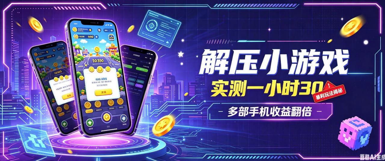 小游戏全流程玩法，实测一小时搞30，简单无脑解压，当天做当天就能看到进账，直接冲就行【揭秘】-赚钱驿站