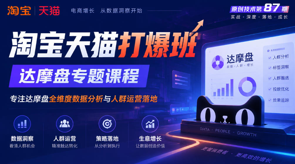 《淘宝天猫打爆班》原创技术第87期，达摩盘专题课程，专注达摩盘全维度数据分析与人群运营落地-赚钱驿站