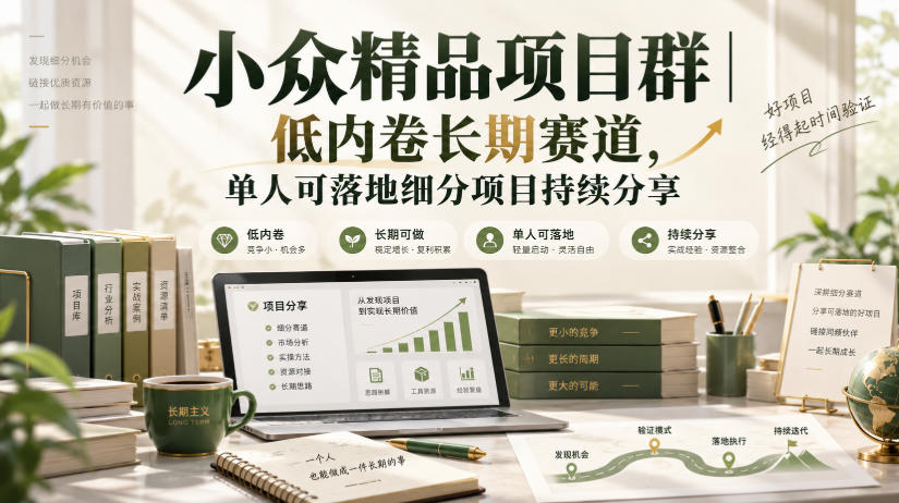 小众精品项目群｜低内卷长期赛道，单人可落地细分项目持续分享-赚钱驿站
