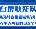 白狼敢死队最新抖音短视频批量起影视号(一天单人可操作30个号)视频课程-赚钱驿站