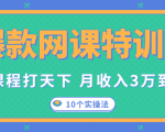 爆款网课特训营,一套课程打天下,网课变现的10个实操法,月收入3万到10万-赚钱驿站
