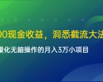 单日500现金收益，洞悉截流大法，一个批量化无脑操作的月入3万小项目-赚钱驿站