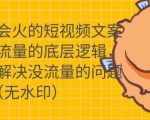 只说话就会火的短视频文案课,从根本上解决没流量的问题-赚钱驿站