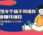 20多个新手可操作的副业赚钱项目:业余时间0基础日入几500+实操分享-赚钱驿站