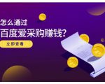 大王·怎么通过百度爱采购赚钱,已经通过百度爱采购完成200多万的销量-赚钱驿站