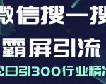 微信搜一搜霸屏引流课，打造被动精准引流系统，轻松日引300行业精准粉-赚钱驿站