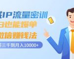 私域IP流量密训:小白也能爆单的微信赚钱法,从月薪三千到月入10000+-赚钱驿站