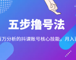 五步撸号法，掌握百万分析的抖课账号核心技能，从逻辑到实操-赚钱驿站