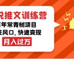 小说推文训练营,万年常青树项目,抓住风口,快速变现月入过万-赚钱驿站