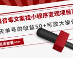 《抖音毒文案挂小程序变现项目》单天单号的收益50+可放大操作-赚钱驿站